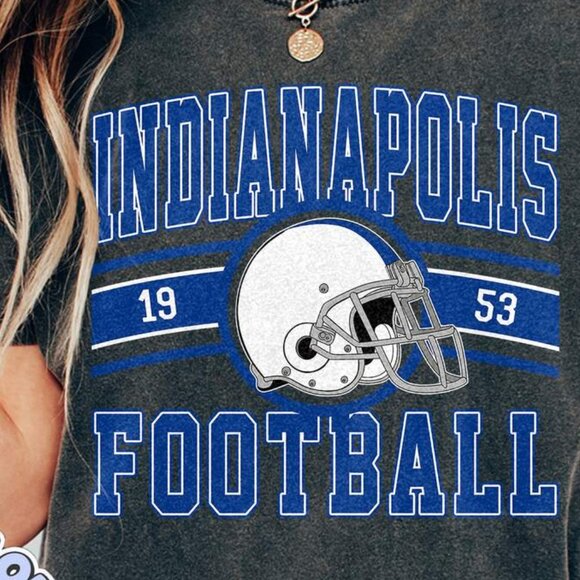 Indianapolis Football Old School Look Comfort Colors T-Shirt 159 - Picture 2 of 5